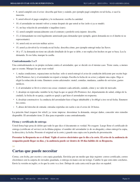 Página 14: cartas que puede necesitar