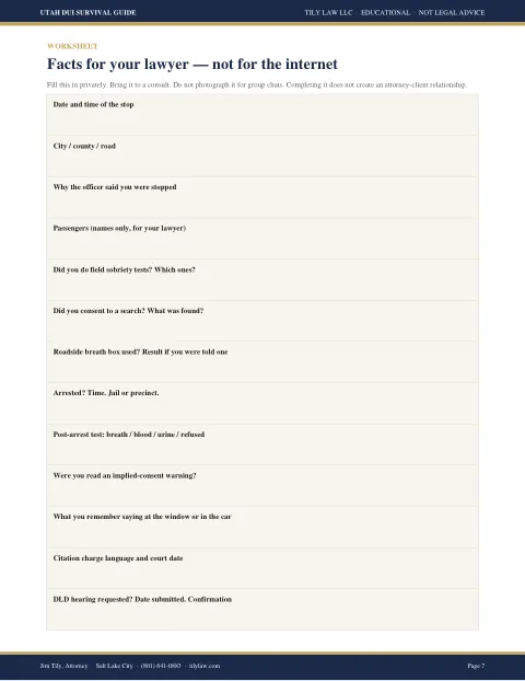 Page 7: facts for your lawyer worksheet