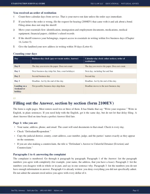 Page 12: filling out the Answer, form 2100EV